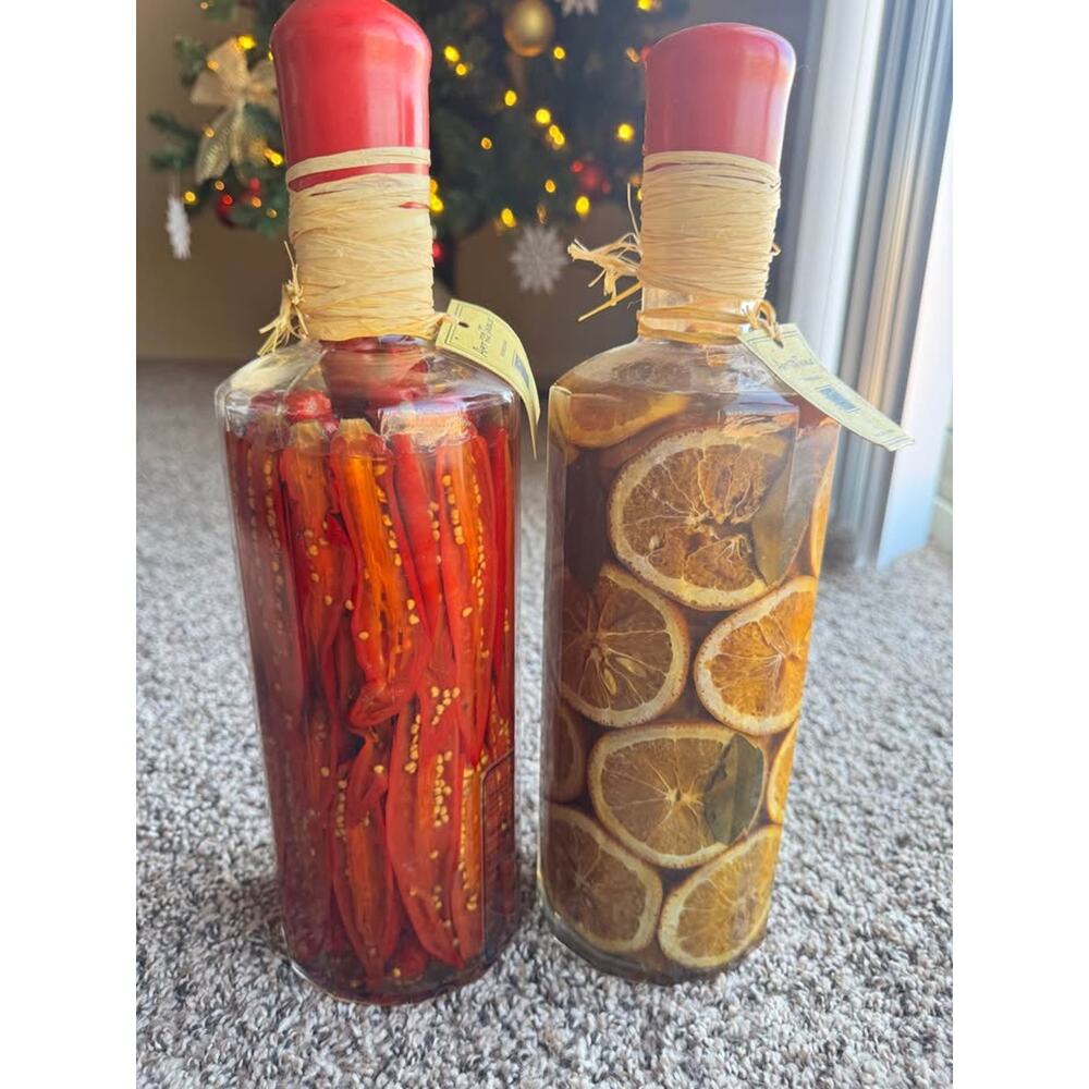 Decorative Glass Bottles – Chili Peppers & Dried Citrus (Set of 2)